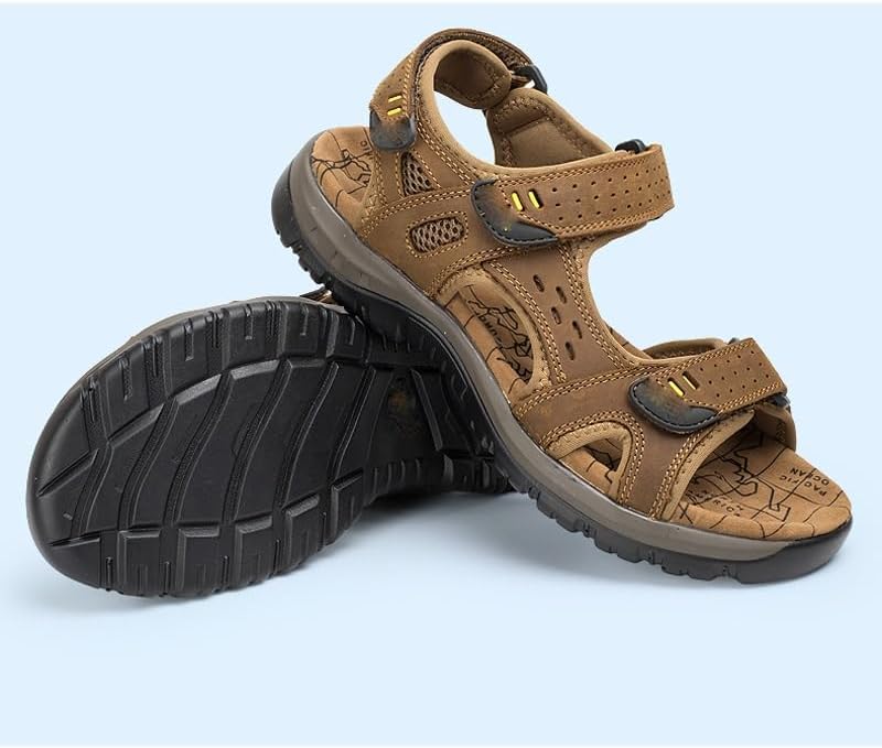 VENTO Heren Leren Sandalen – Comfortabele Zomerslippers voor het Strand