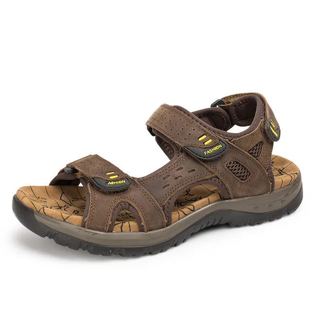 VENTO Heren Leren Sandalen – Comfortabele Zomerslippers voor het Strand