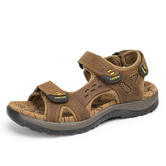 VENTO Heren Leren Sandalen – Comfortabele Zomerslippers voor het Strand