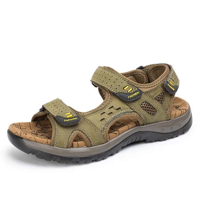 VENTO Heren Leren Sandalen – Comfortabele Zomerslippers voor het Strand