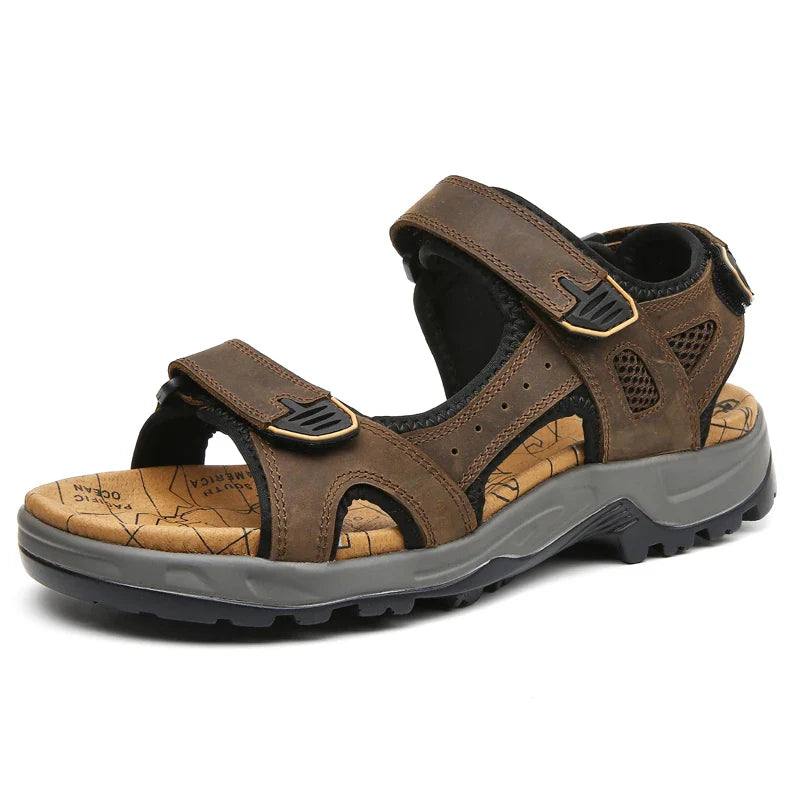 VENTO Heren Leren Sandalen – Comfortabele Zomerslippers voor het Strand