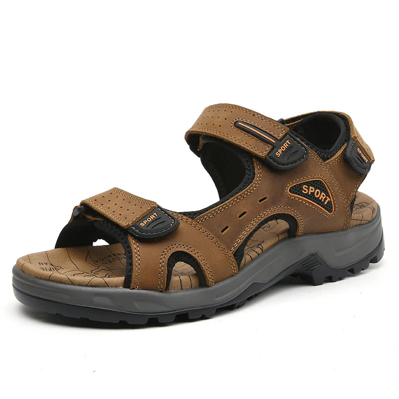 VENTO Heren Leren Sandalen – Comfortabele Zomerslippers voor het Strand