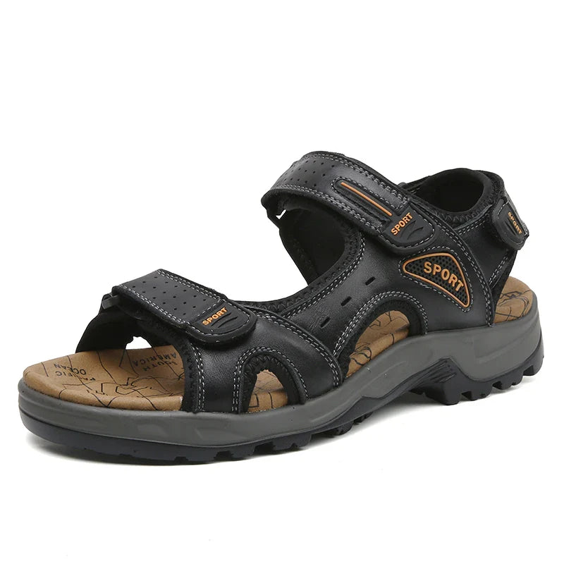 VENTO Heren Leren Sandalen – Comfortabele Zomerslippers voor het Strand