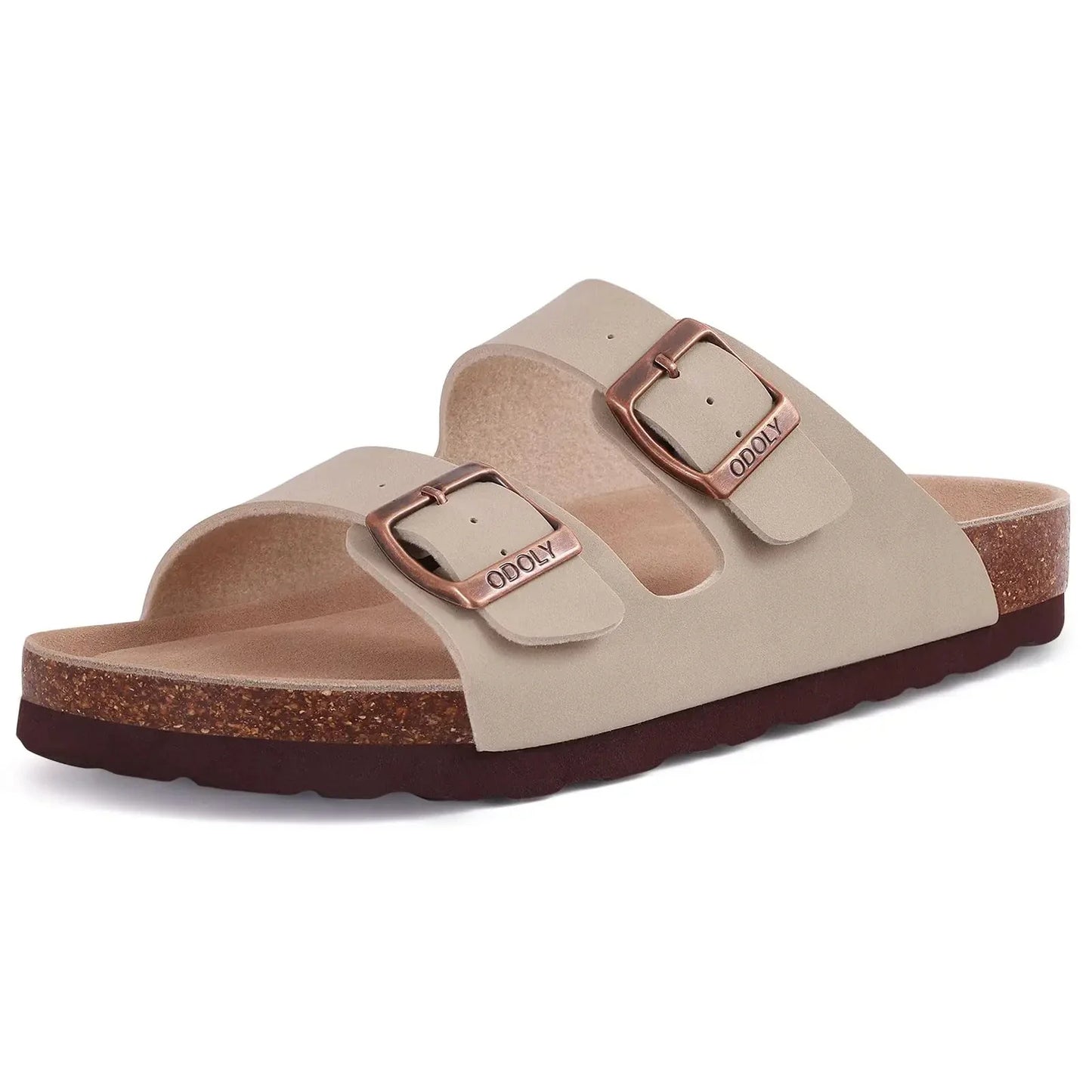 CORKA Dames Zomersandalen van Kurk met Open Teen – Verstelbare Gesp & Suède Binnenzool