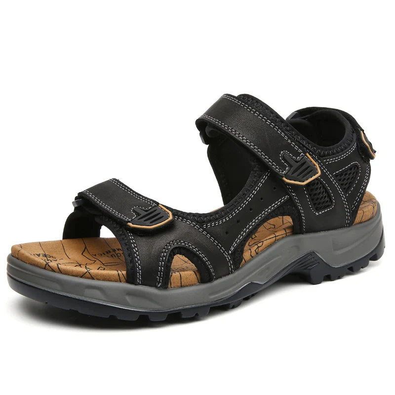 VENTO Heren Leren Sandalen – Comfortabele Zomerslippers voor het Strand