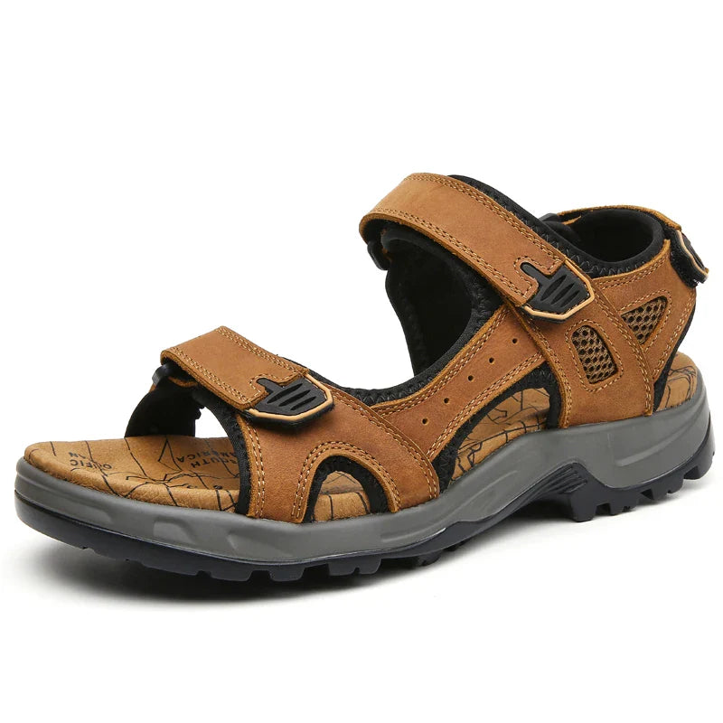 VENTO Heren Leren Sandalen – Comfortabele Zomerslippers voor het Strand