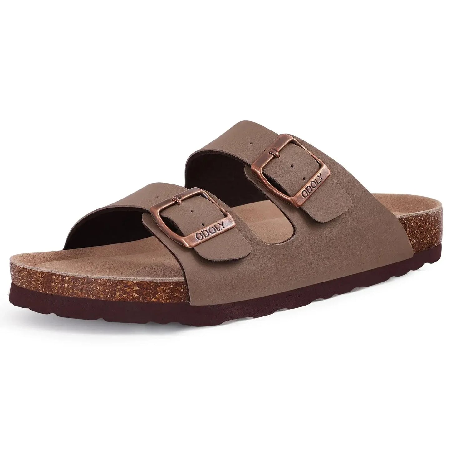 CORKA Dames Zomersandalen van Kurk met Open Teen – Verstelbare Gesp & Suède Binnenzool