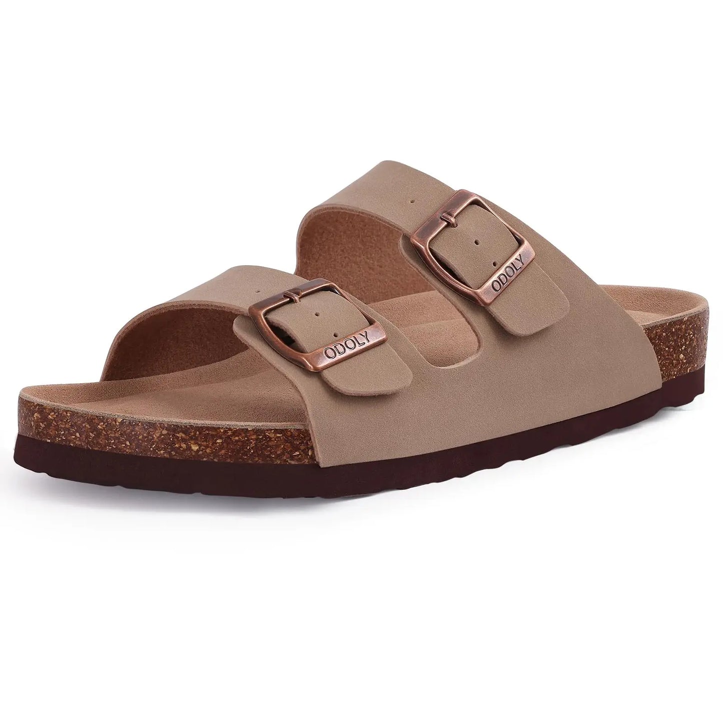 CORKA Dames Zomersandalen van Kurk met Open Teen – Verstelbare Gesp & Suède Binnenzool