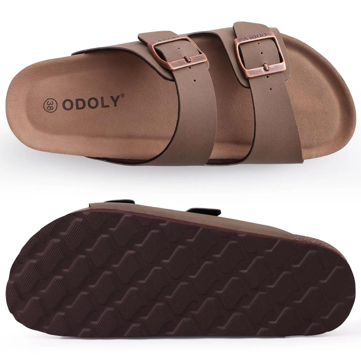 CORKA Dames Zomersandalen van Kurk met Open Teen – Verstelbare Gesp & Suède Binnenzool