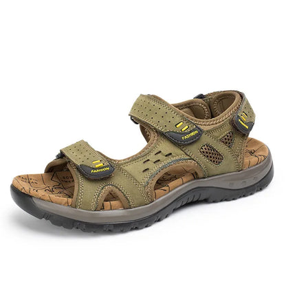 VENTO Heren Leren Sandalen – Comfortabele Zomerslippers voor het Strand