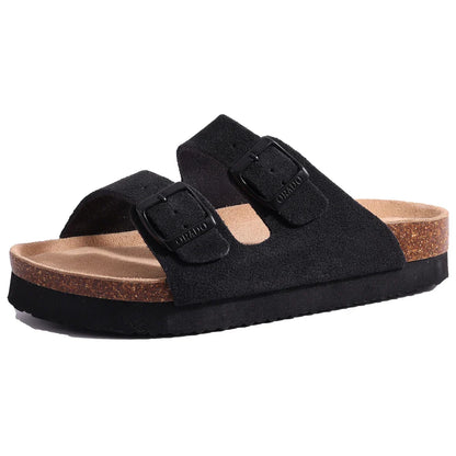 CORKA Dames Zomersandalen van Kurk met Open Teen – Verstelbare Gesp & Suède Binnenzool