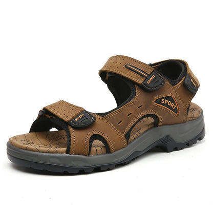 VENTO Heren Leren Sandalen – Comfortabele Zomerslippers voor het Strand