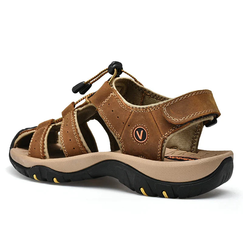 BRAVO Herren Sommersandalen – Strand- und Wandersandalen aus Leder