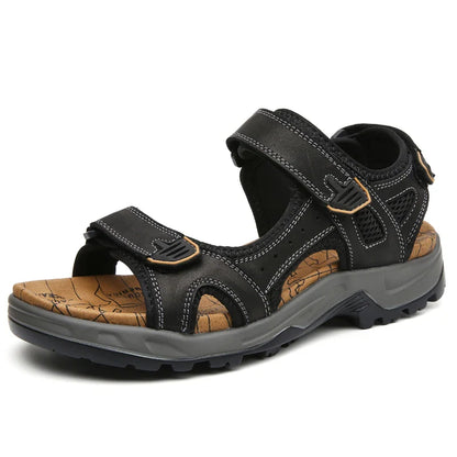 VENTO Heren Leren Sandalen – Comfortabele Zomerslippers voor het Strand