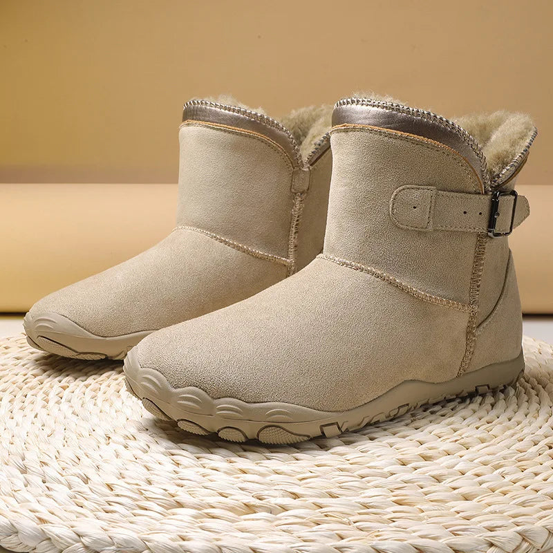 Outdoor Snow Boots Men's Anti-slip Waterproof Fleece Lined Warm Five-Finger Cotton Shoes Women's Thick Bottom Barefoot Winter...