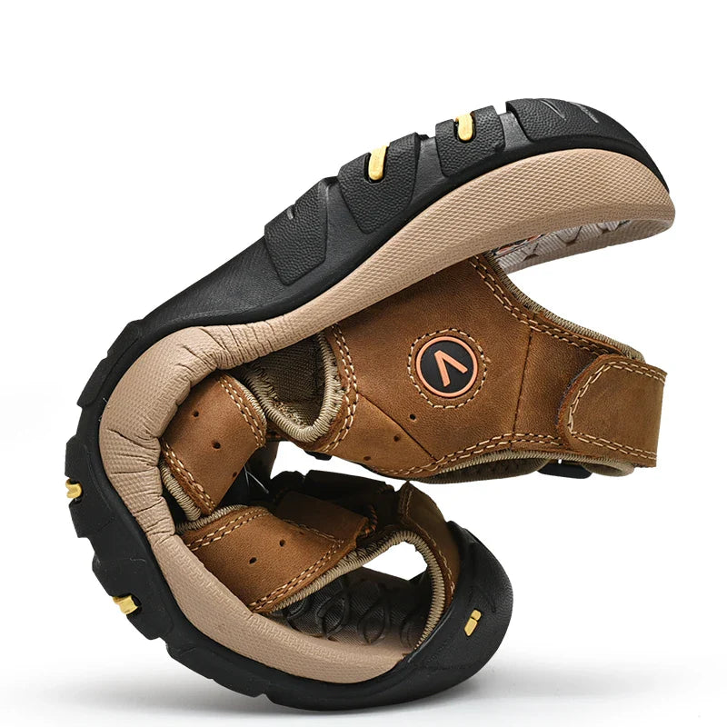 BRAVO Herren Sommersandalen – Strand- und Wandersandalen aus Leder