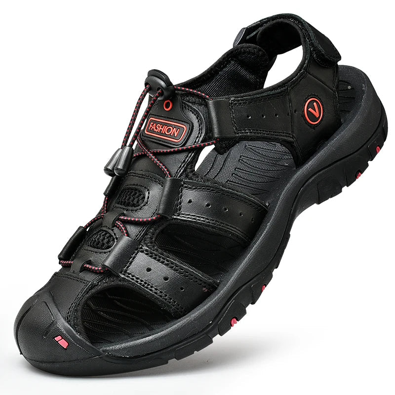 BRAVO Herren Sommersandalen – Strand- und Wandersandalen aus Leder
