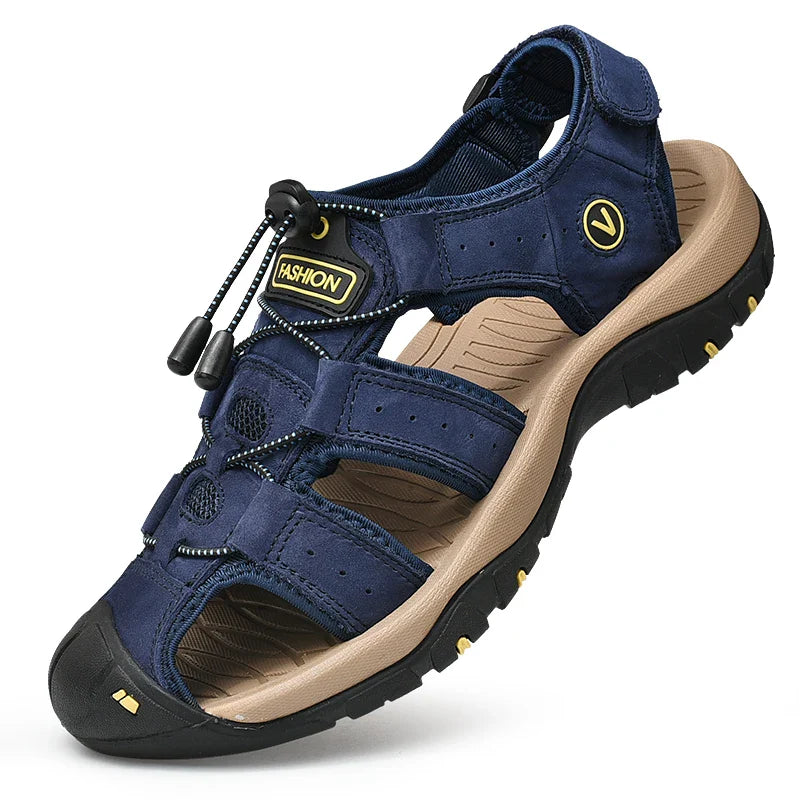 BRAVO Herren Sommersandalen – Strand- und Wandersandalen aus Leder